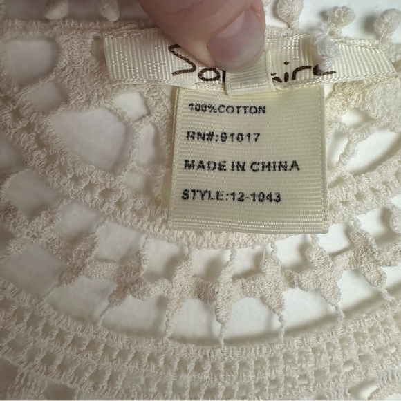 Solitaire Crochet Top Size Medium Cream Boho Western Beachy Hippie - Picture 6 of 12